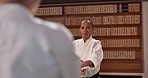 Student in dojo with sensei, bow and aikido training with fitness, respect and exercise in gym. Teaching, learning and greeting, traditional Japanese martial arts class with aikidoka, man and fight.