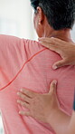 Physiotherapy, hands and massage for back pain, healthcare service and physical therapy in clinic. Physiotherapist, chiropractor or doctor and patient or people for muscle support or medical wellness