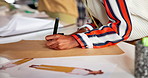 African designer, textile and planning for fashion, startup and creative work with hands and marker. Tailor, workshop and design for boutique, sewing and retail or shop and clothes with fabric
