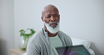 Healthcare specialist, looking at digital tablet with elderly patient and at medical clinic in hospital room. Physiotherapist holding modern device with bones fracture for osteopathy examination 