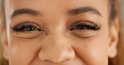 Closeup, eyes and woman with lashes, face and glaucoma exam with ...