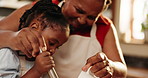 African, mom and baking with child in kitchen and learning together in home with food in happy morning. Mother, teaching and kid helping with cooking or prepare cookies, dessert or mixing in bowl