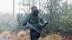 Woman, back view of running and fitness outdoor for wellness, active and endurance with cardio in nature. Exercise, sports and training for race with health, runner or athlete for workout in park
