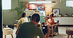 Microphone, women and interview in living room for social media, discussion or live streaming talk show. Podcast, content creation or people in studio hosting current events, news or broadcast speech