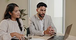 Business people, teamwork and planning on computer for strategy, brainstorming and advice in meeting. Professional accountant, advisor or clients with laptop for ideas, growth and solution in office