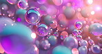 Illustration, colorful and liquid bubbles or balls as abstract, fantasy and magic with creativity or imagination. Background, creation and artistic with water drops or ballon shape as wallpaper