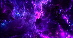 Abstract, purple and nebula with space clouds in galaxy or universe with dark background. Astrology, neon and constellation with cosmos, stars and moving with interstellar aurora or supernova remains