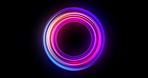 Futuristic, neon circle and flow for abstract tech background of cpu, cloud processing and networking. Data alignment, cyber security and system recovery for antivirus software or malware protection