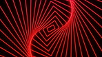 Red square, spiral and light on black background with patterns, lines and digital spin for cyber portal. Geometric lighting, future technology and system abstract glow, graphic and dark wallpaper