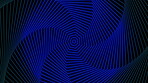 Blue hexagon, pattern and light on black background with spiral, lines and digital spin for cyber portal. Geometric lighting, future technology and system abstract glow, graphic and dark wallpaper