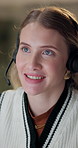 Business, woman and talk in office with headsets, customer and tech support in call centre for online assistance. Telemarketing, sales and microphone for conversation, operator and help desk