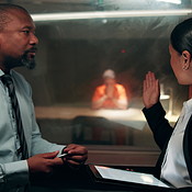 Detective people, tablet and security talking for investigation ...