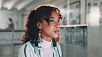 Office, reading screen and business woman on laptop for online project, report and research proposal. Corporate, professional and person on computer for website, internet and planning for career