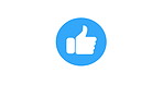Symbol, sign and icon of thumbs up by white background, thank you and opinion for social network. Blue circle, yes and feedback for agreement, approval and like button as reaction online by mockup