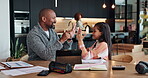 Father, daughter and studying in kitchen, maths and practice for questions, calculator and writing.  Elementary school, notebook and teaching by dad, growth and development of child in home for exam