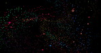 Glitter, colour and particles or dark background for movement, universe wallpaper and 3d abstract or star constellation. Digital, graphic and effect for space, lights and movement in galaxy rotation