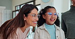 Female people, glasses and specialist for child at ophthalmology center for size, frame and lens. Women, optometry and girl for eye care, optometrist and medical professional for consultation or help