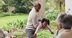 Black family, dad and child in garden for airplane, fantasy play and excited in backyard. Outdoor, father and swing kid in arms for flying, happiness and support in relationship with trust on weekend