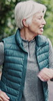 Elderly couple, running and talking for retirement, wellness and cardio training outdoor as fitness. Senior people, happy and conversation for workout, exercise or mental health in nature as vertical