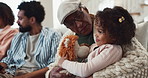 Grandfather, child and hug for talking in home, love and teddy bear for playing on weekend visit. Family, senior man and girl for bonding in embrace, conversation and toy for security in relationship