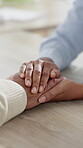 Hands, people and comfort with support of health for consulting, depression empathy and gratitude. Senior person, volunteer and counseling with anxiety sympathy, rehabilitation care and nursing home