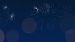 Fireworks, shine and graphic for background with sparkle, burst and aesthetic for animation. Particles, glitter and celebration with explosion for light, dots and glow for wallpaper with rockets