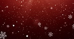 Snowfall, ice flakes and christmas sparkles for winter season, creativity and festive celebration. Animation, season and mockup with frost particles for digital xmas greeting card by red background