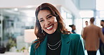 Face, laughing and mature with business woman in corporate office for career growth or mission. About us, funny and portrait with happy professional employee in workplace for company leadership