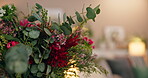 Flowers, candles and home for vigil or memorial for love, support and memories with tribute. House, death and funeral  or commemoration with honor, celebration and respect with unity or solidarity