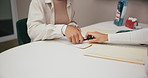 Hands, patient and nurse with document for signature, agreement or medical information on table. Closeup, people and compliance with report for healthcare service, writing or policy form for wellness