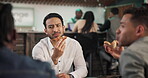 Eating, friends and pizza in restaurant, group and bonding with food, sharing and communication on table. Reunion, hospitality and people with meal, enjoy and celebration for promotion and dinner