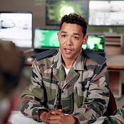 Soldiers, people and meeting in control room with strategy, decision ...