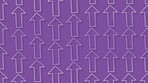 Growth, increase and stock market with arrows on purple background for economic investment. Finance, money and portfolio with illustration of change, inflation or trading for banking and profit