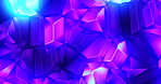 Graphic, gem pattern and effect with abstract motion and light for purple background. Kaleidoscope, glow or geometric shapes for futuristic texture or mineral structure for dynamic illusion wallpaper