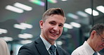 Happy, confident and face of businessman in office with positive attitude for legal career. Smile, pride and portrait of male labor attorney with union for dispute law case introduction in workplace.