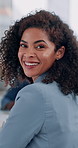 Woman, face and smile in office for business, career development or about us in agency. Lawyer, happy or meeting in law firm for new opportunity, legal advisor or pride for expertise in collaboration