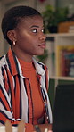 Laptop, night and web development with business black woman in office for launch deadline. Computer, internet and research with developer employee in professional workplace for late evening planning