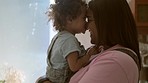 Family, mother and baby with love, hug and home with happiness, bonding and childcare. Mama, infant and female parent with a newborn, embrace and loving with quality time,  comfort, support and smile