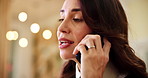 Phone call, talking and woman in office, business and communication with planning. Employee, financial advisor and professional in workplace, smartphone and digital app for chatting and connection