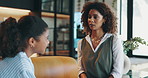 Mother, child and discipline in home with teenager, explanation and discussion together. Daughter, upset and woman with rules, lecture and warning sign to stop bad behavior with scolding for lesson