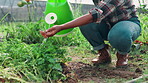Cleaning, washing hands and watering can with person on farm for agriculture, hydration or hygiene. Agribusiness, earth and environment with farmer outdoor in green countryside for sustainability