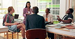 Education, students and professor in office for discussion on college exam schedule. Scholarship, university and back of male lecturer with group of people for studying tips with test questions.