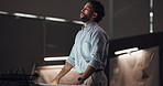 Frustrated, designer or man in office for sketch, drawing vehicle and editing skills in overtime crisis. Stress, night or automotive stylist with car draft mistake, motor structure or project process