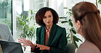 Boardroom, discussion and people with laptop, business and collaboration for campaign performance. Teamwork, marketing manager and planning for budget of ad, online and communication in office