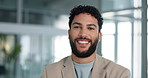 Face, corporate and business man in office as financial advisor with growth opportunity or confidence. Portrait, smile and professional entrepreneur, wealth consultant or investment broker in UAE