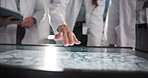 Microbiology, hands and people in lab, research and science with brainstorming, expert and cooperation. Closeup, group and researchers in workplace, equipment and study for breakthrough or experiment