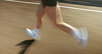 Running, fitness and blur of legs of person in city for workout, marathon training and exercise. Sports, race and athlete on street with speed for challenge, endurance and performance outdoors