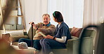 Senior man, cane and nurse with tablet, support and healthcare for retirement. Patient, caregiver and person with a disability for nursing home, rehabilitation and medical elderly care and help