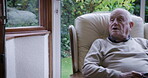 Old people, retirement and relax with conversation together, coffee break at house or nursing home. Couple, care and love in marriage with communication, health and wellness with retired lifestyle