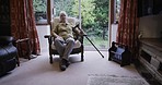 Thinking, retirement and senior woman in chair by window for relaxing, contemplation and thoughtful. Nursing home, memories nostalgia and sad elderly lady in living room for peace, quiet and calm